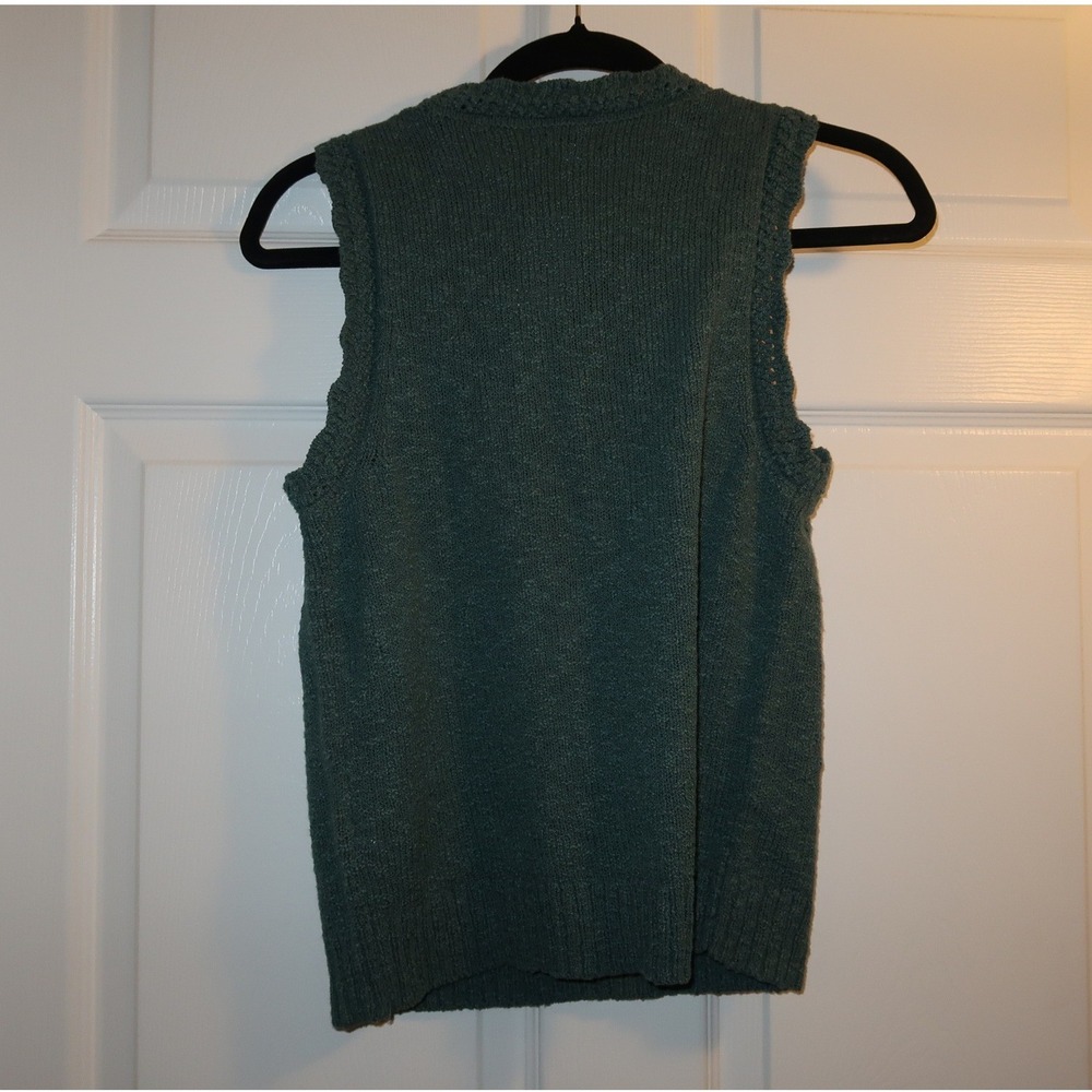 J.Crew Sweater Vest Green Small CC114 Sleeveless Knit Office Casual - Picture 2 of 8